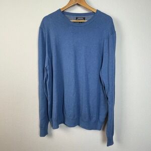 Nordstrom‎ Men's Blue Crew Neck Long Sleeve Sweater 2XL Cotton Cashmere Blend